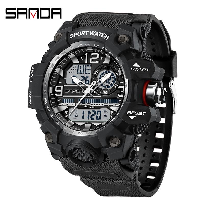 Sanda Teen Multi-functional Waterproof Sports Watch with Alarm & Luminous Display