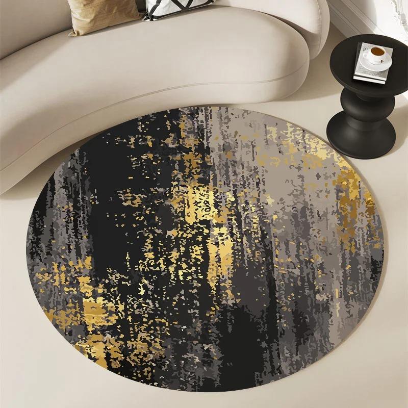 Круглый ковер Nordic Green Gold Black Marble для современного дома, спальни, гостиной, украшения, круглые ковры, балкон, ванная комната, противоскользящий коврик