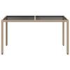 Vidaxl Stół Ogrodowy, 150X90X75 Cm, Szkło I Rattan Pe, Beżowy