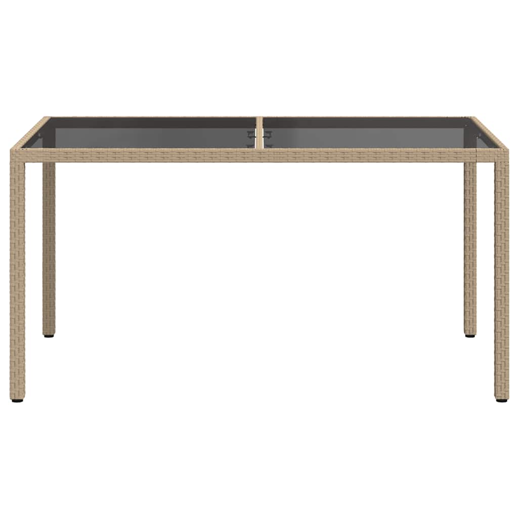 Vidaxl Stół Ogrodowy, 150X90X75 Cm, Szkło I Rattan Pe, Beżowy