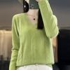 Весенний вязаный свитер, пуловер, базовый слой с V-образным вырезом, плюшевый свитер для женщин