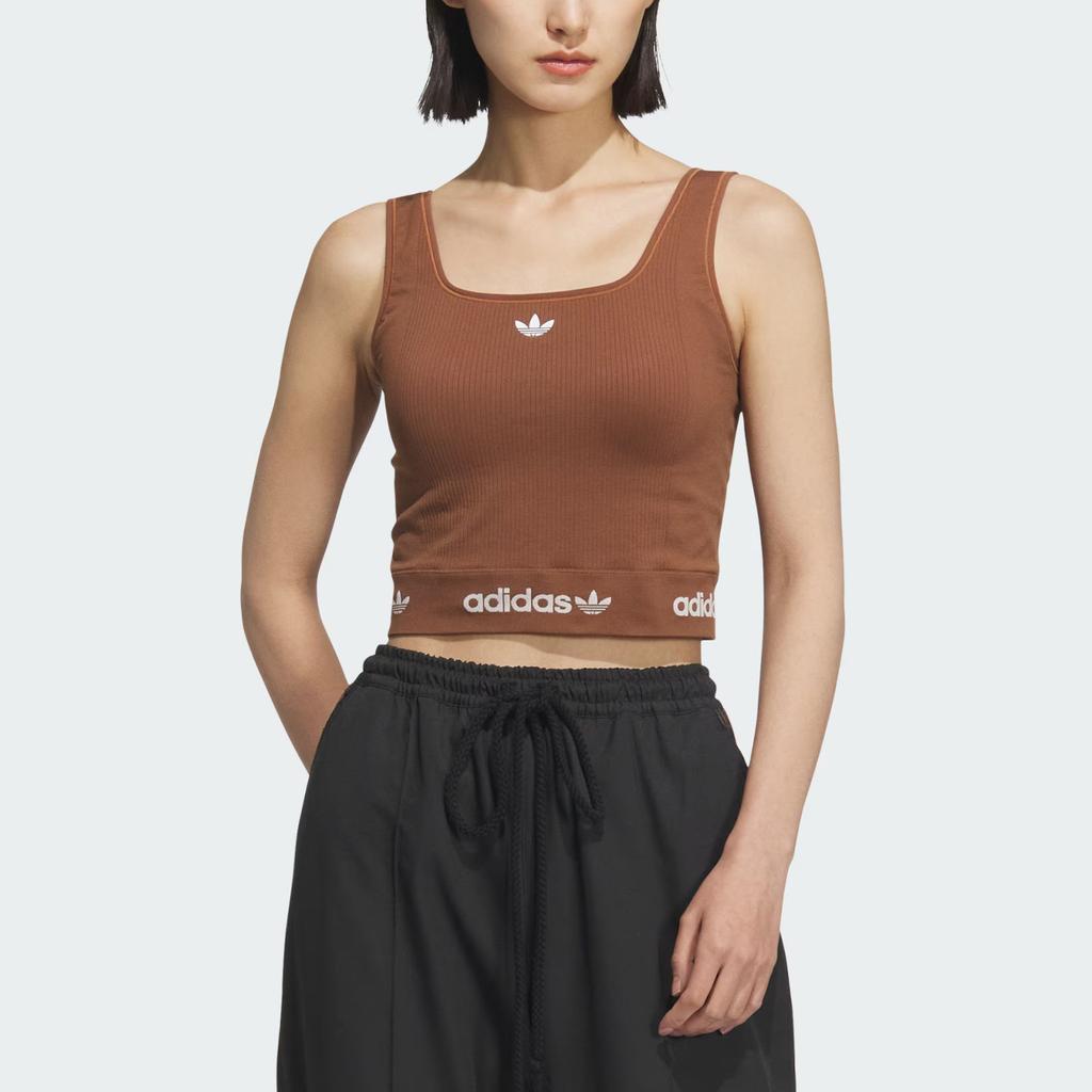 adidas Оригинальные SS25 модные повседневные спортивные жилеты без рукавов женские топы коричневого цвета нежно-коричневого цвета KB6421