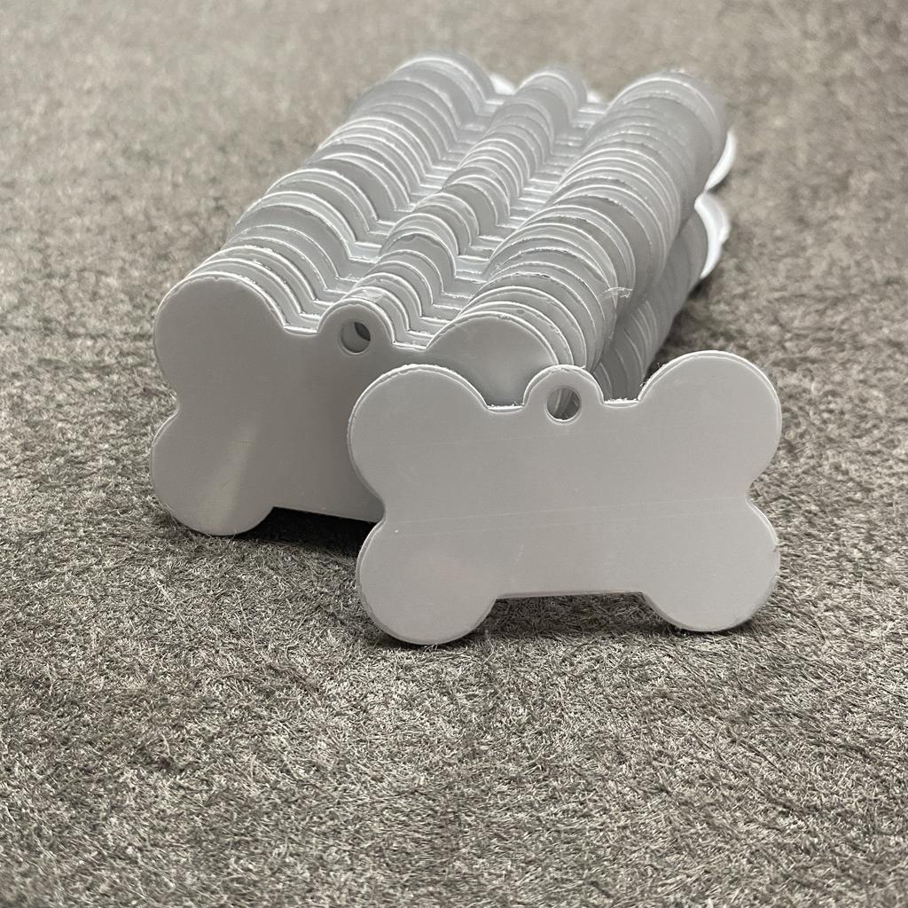 50Pcs Aluminium Metal Dog Tag Blank Sublimation Keyring Accessories Bone Pendant Charm