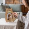 Деревянная фоторамка в деревенском стиле, милая рамка для фото в форме кошки, деревянная настольная подставка для питомца, декоративная подставка для хранения, рамка с изображением животного-мультяшки, декор для стола, подарок для