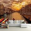 Ретро Европейский уличный пейзаж Обои Городское здание 3D настенная роспись Закат Живопись Фон Гостиная Кафе Обои