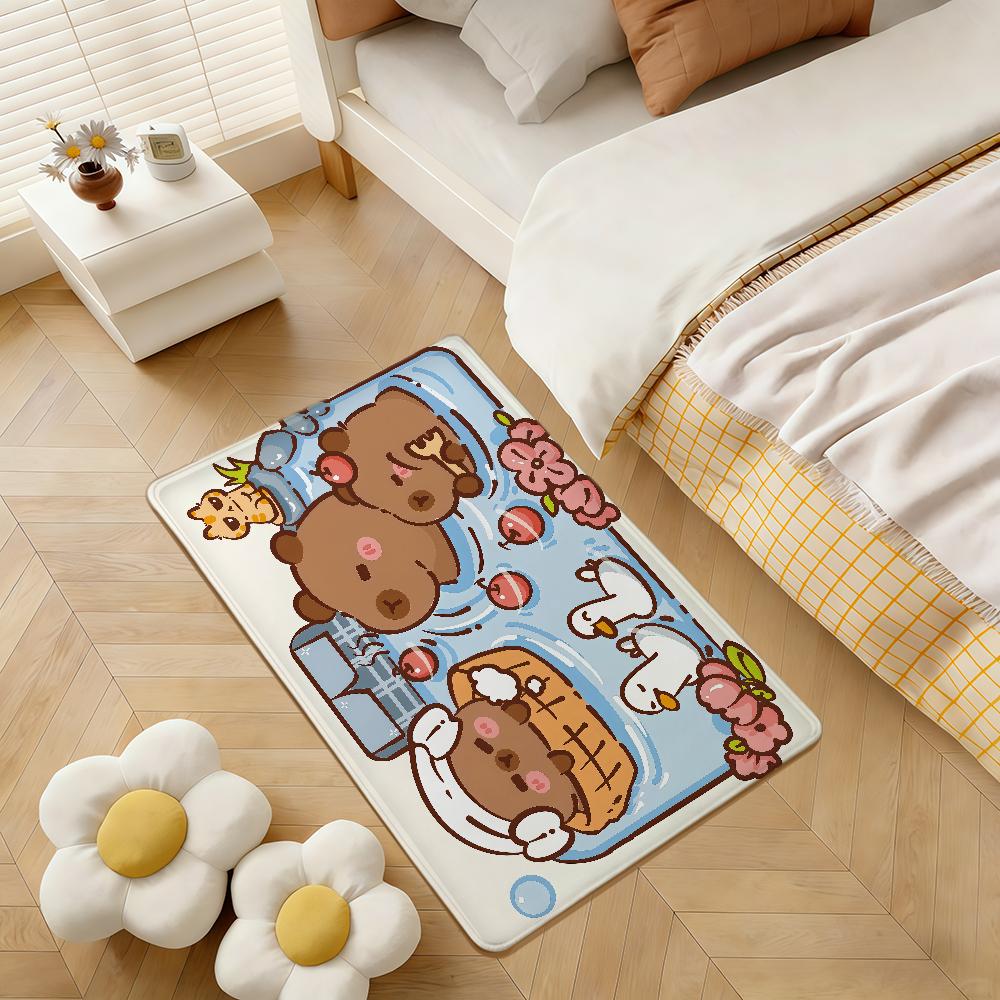 cartoon cute funny art Capybara hogar Bedside Rug Kitchen Bath Floor Mat Hallway Balcony Carpet Entrance Doormat Decor Home
