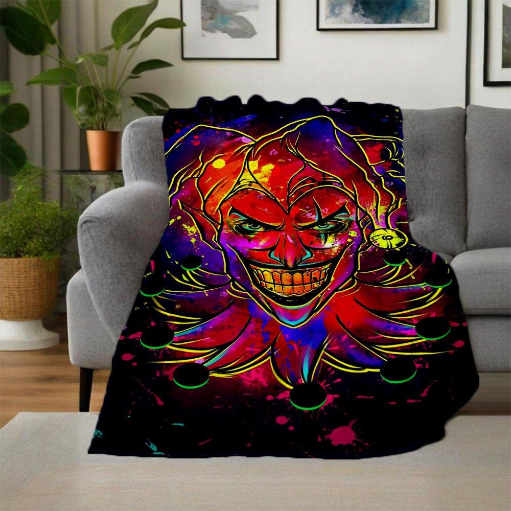"Joker Neon Art Phone Case Cover"Blanket Flannel Throw Blanket for Sofa, Bed, Travel, Camping, Office