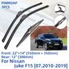 3 шт. для Nissan Juke F15 07,2010-2019 22 "+ 14" + 12" передние и задние щетки стеклоочистителя, аксессуары для резки лобового стекла 2013 2014 2015 2016 2017 2018