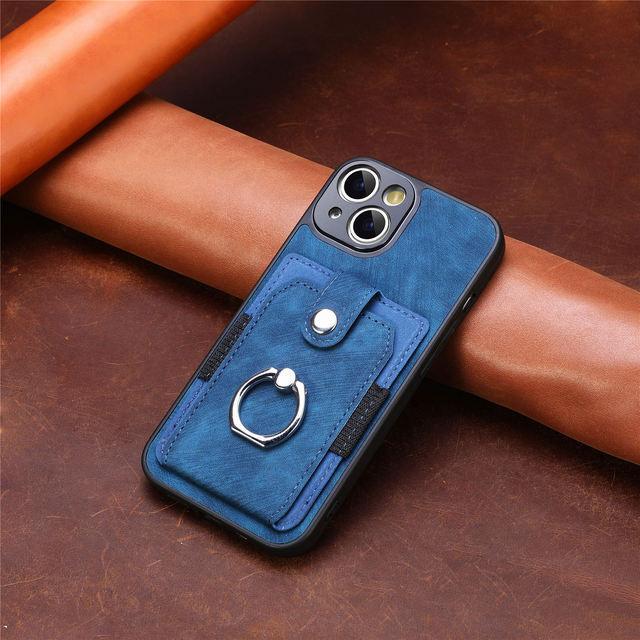 Слот для карты и кольца на палец, кожаный чехол для телефона Iphone 14 Pro Max 15 11 12 13 14 Plus 14pro Iphone14 Iphone13, матовый чехол