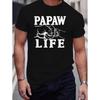 Европейские размеры [Футболка с принтом PAPAW Life] Мужская футболка большого размера с принтом PAPAW Life - Летняя повседневная мода, футболки с коротким рукавом