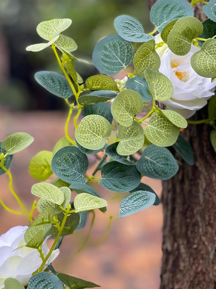 1,8 м искусственный эвкалипт с гирляндой из камелий, свисающая лоза для домашнего сада, свадебного декора, настенного декора