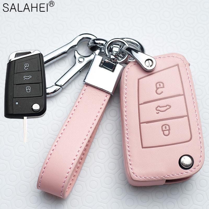 YCGG5 Car Key Case For VW Volkswagen Polo Golf 4 5 6 7 T5 Passat B6 B5 B8 Magotan For Skoda Octavia A5 A7 Kodiaq Seat Leon Ibiza Ateca
