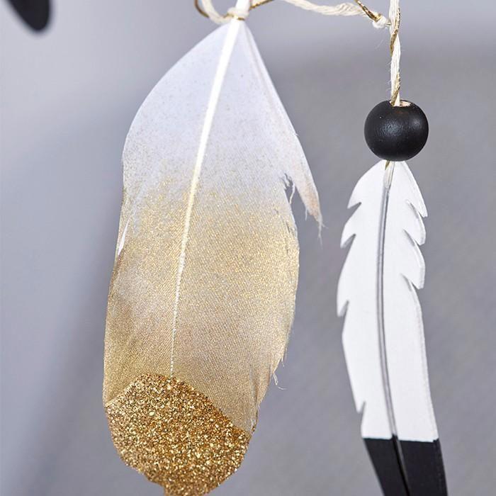 6 Gold Glitter Feathers