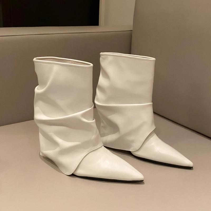 Pointed Toe Women Ankle Boots Luxury High Heels Leather Shoes Winter 2025 Trend Designer New Goth Chelsea Party Fad Botas Mujer