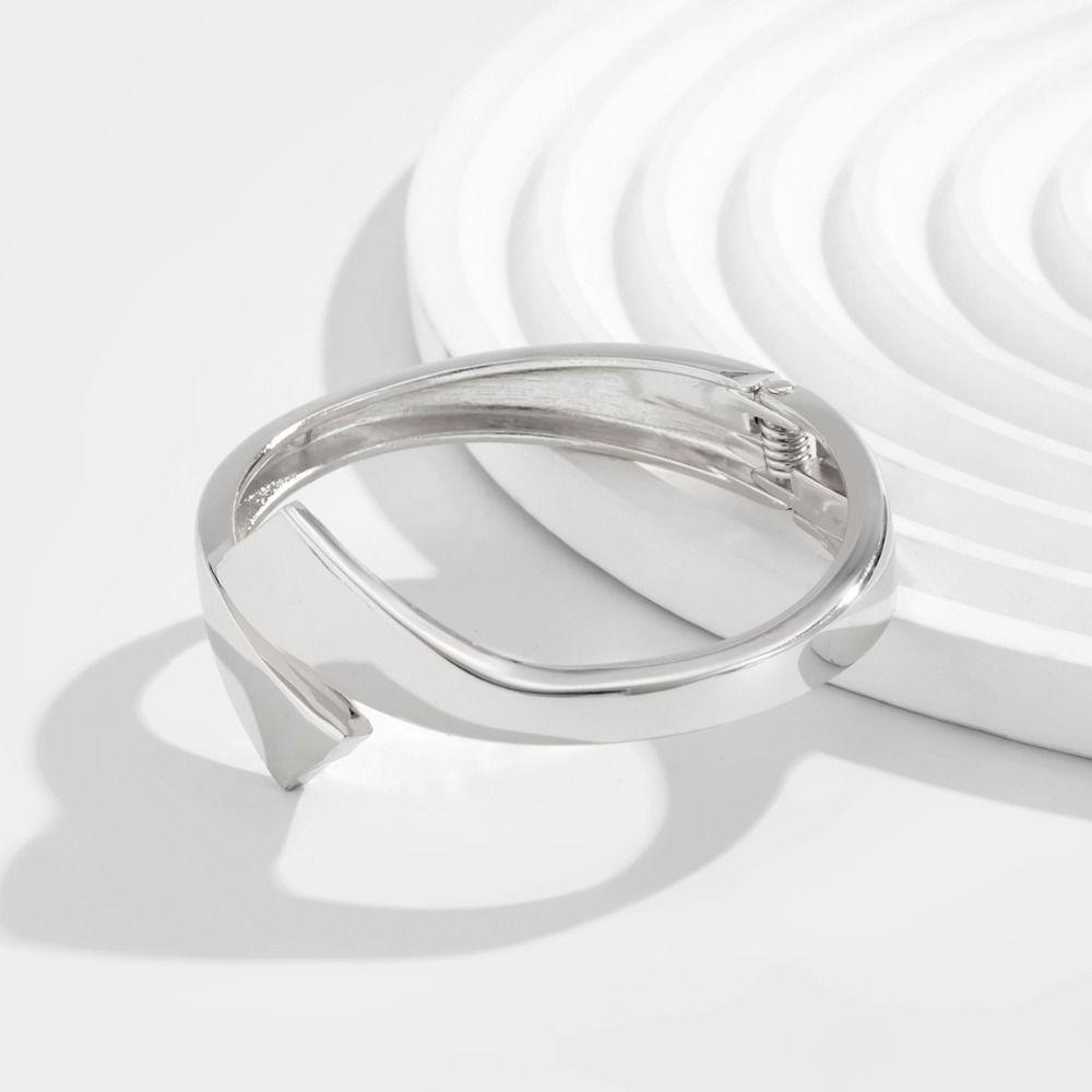 Smooth Surface Open Bangle Light Luxury Geometric Bracelet Water Drop Shaped Bangles  Girls
