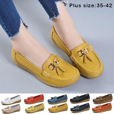 Модные женские кожаные туфли, рабочие повседневные мокасины, обувь для вождения