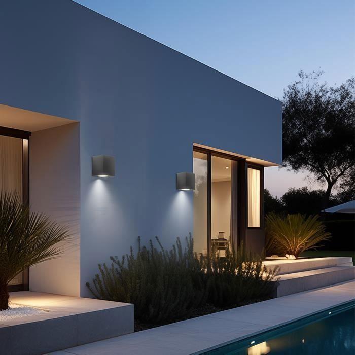 Lot de 2 Appliques RITA GU10 35W Gris Aluminium IP44