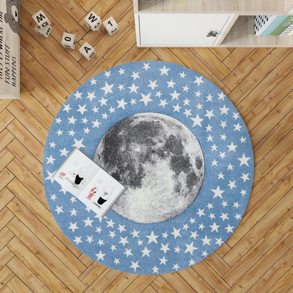 Декоративным сплетенный хлопком низкопробный сплетенный машиной луны и картины звезд, ковер комнаты тонкого пятна устойчивый Вашабле современный
