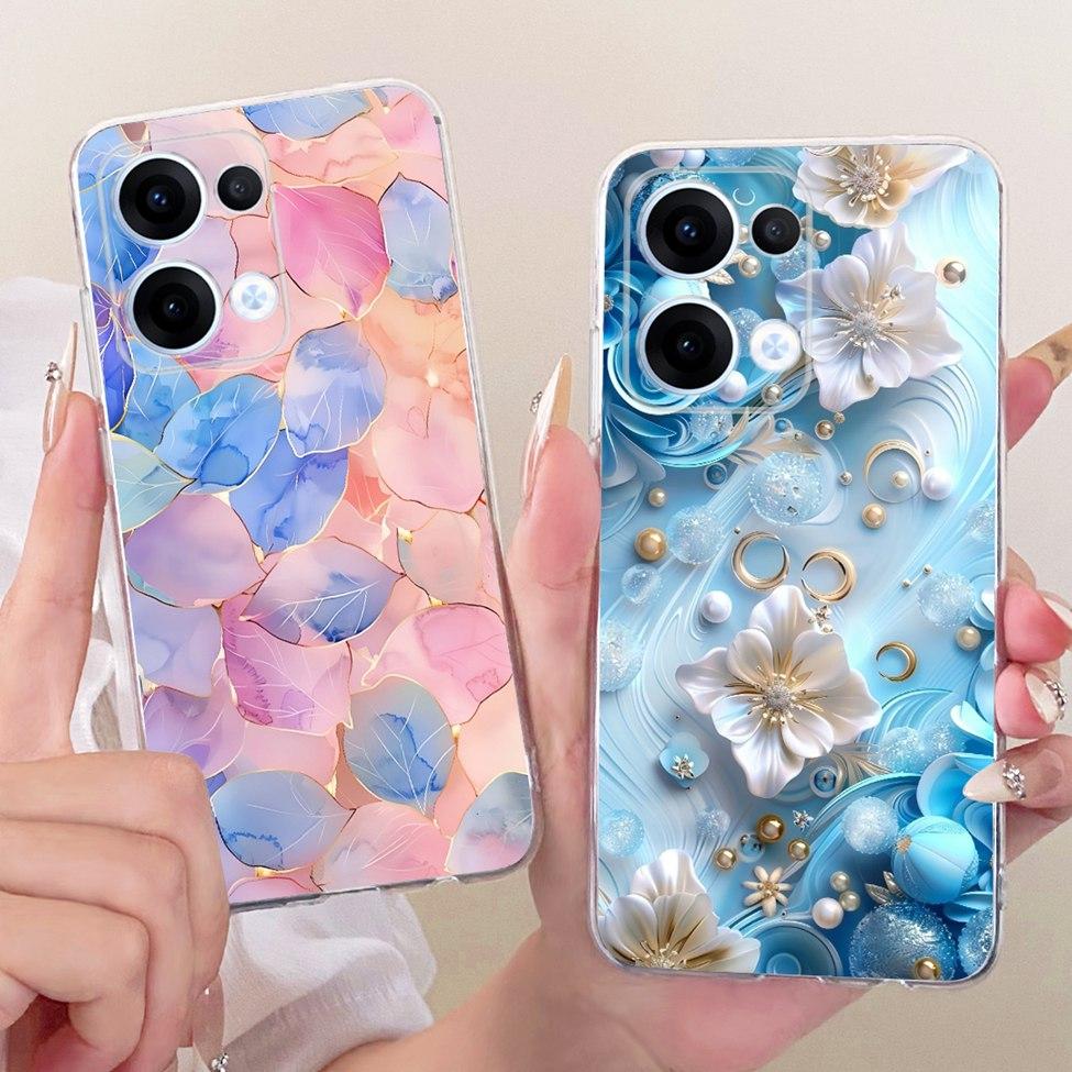 Transparent For Oppo Reno13 Case CPH2689 Cute Cat Fashion Butterfly Funny Painted Casing For Oppo Reno 13 PKM110 Cover