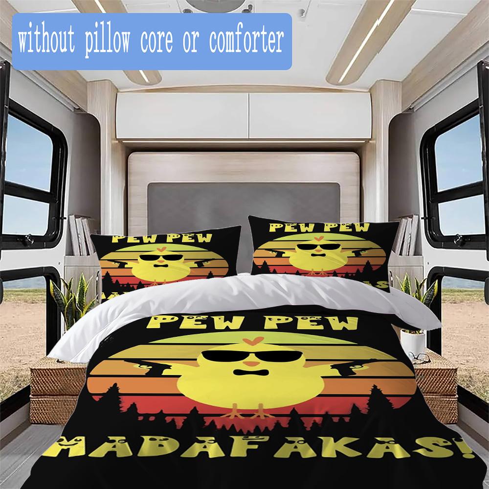 Fun cool duck Pattern Bedding,Quilt Set Quilt Cover Pillowcase Home Birthday Gift (1*duvet cover+2*pillowcase,without core)ZSJT0917338