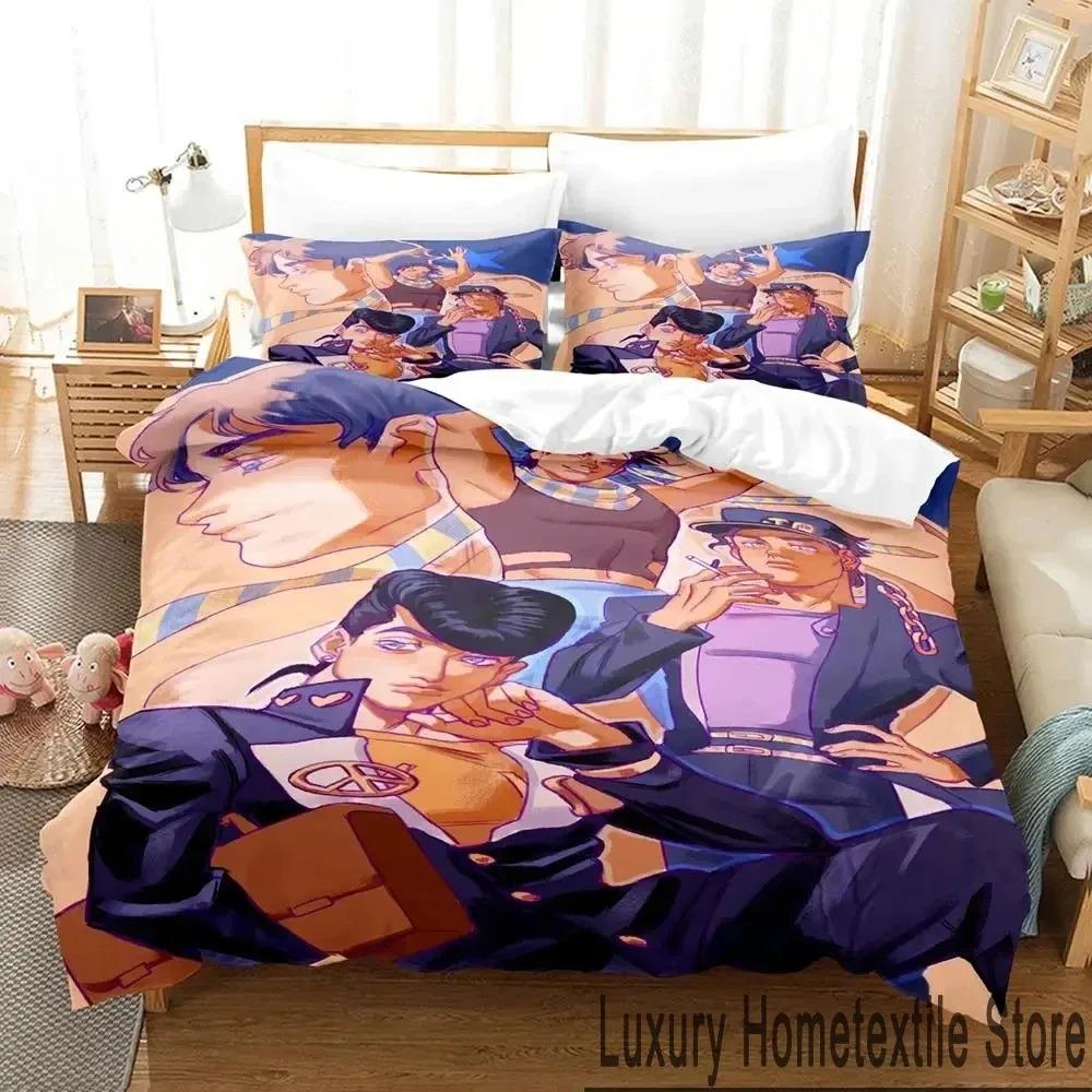 Аниме JoJo's Bizarre Adventure Комплект постельного белья Пододеяльник Наволочка Размер King Queen Мальчики Взрослый Одеяло