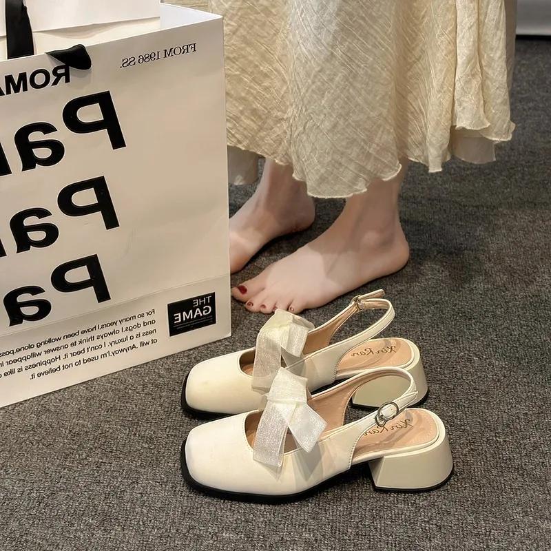 2024 Туфли-лодочки в стиле Лолиты на толстом каблуке, популярный бренд 2024 года, весна-лето, элегантные женские туфли-лодочки во французском стиле со шнуровкой, балетные туфли