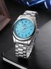 Arabic numeral dial men's steel strap watch simple stainless steel quartz watch commuting leisure night light pointer men's watch gift for men