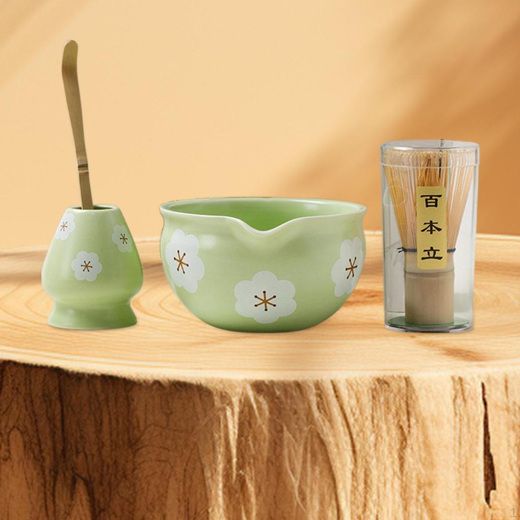 Набор для матча из 4 предметов с венчиком и ложкой для приготовления чая