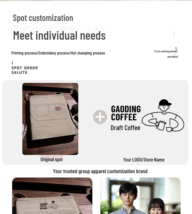 Fashionable Waterproof Canvas Half Apron - Breathable & Wear-Resistant for Work & Catering