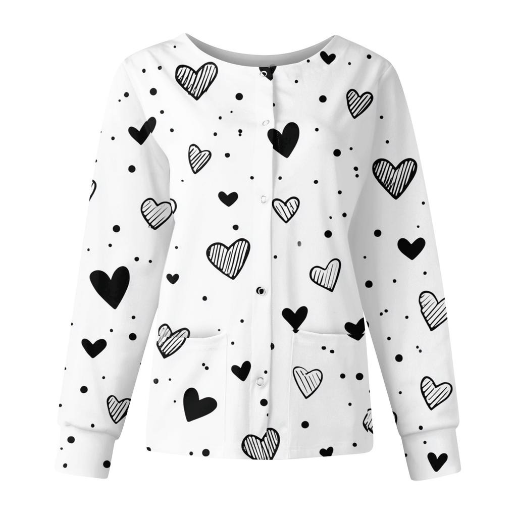 Женская повседневная модная куртка с длинным рукавом, воротником-стойкой, на одной пуговице, с принтом ко Дню святого Валентина, рабочая куртка, топы