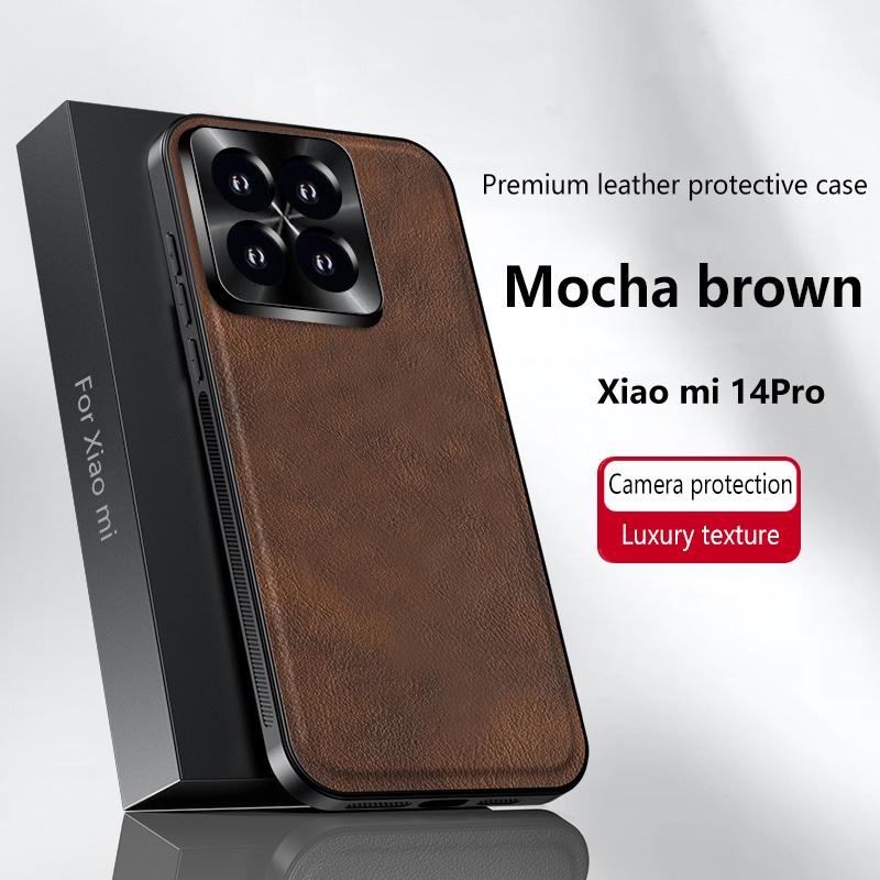 For Xiaomi Mi 14 Pro Case Magnetic Elegant Leather Wear-Resistant Lens Fully Covered Non-Slip Grip Edge Cover Shell