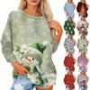 Women's T Shirt Flannel Print Tunic Long Sleeve Party  Round Neck  Tops