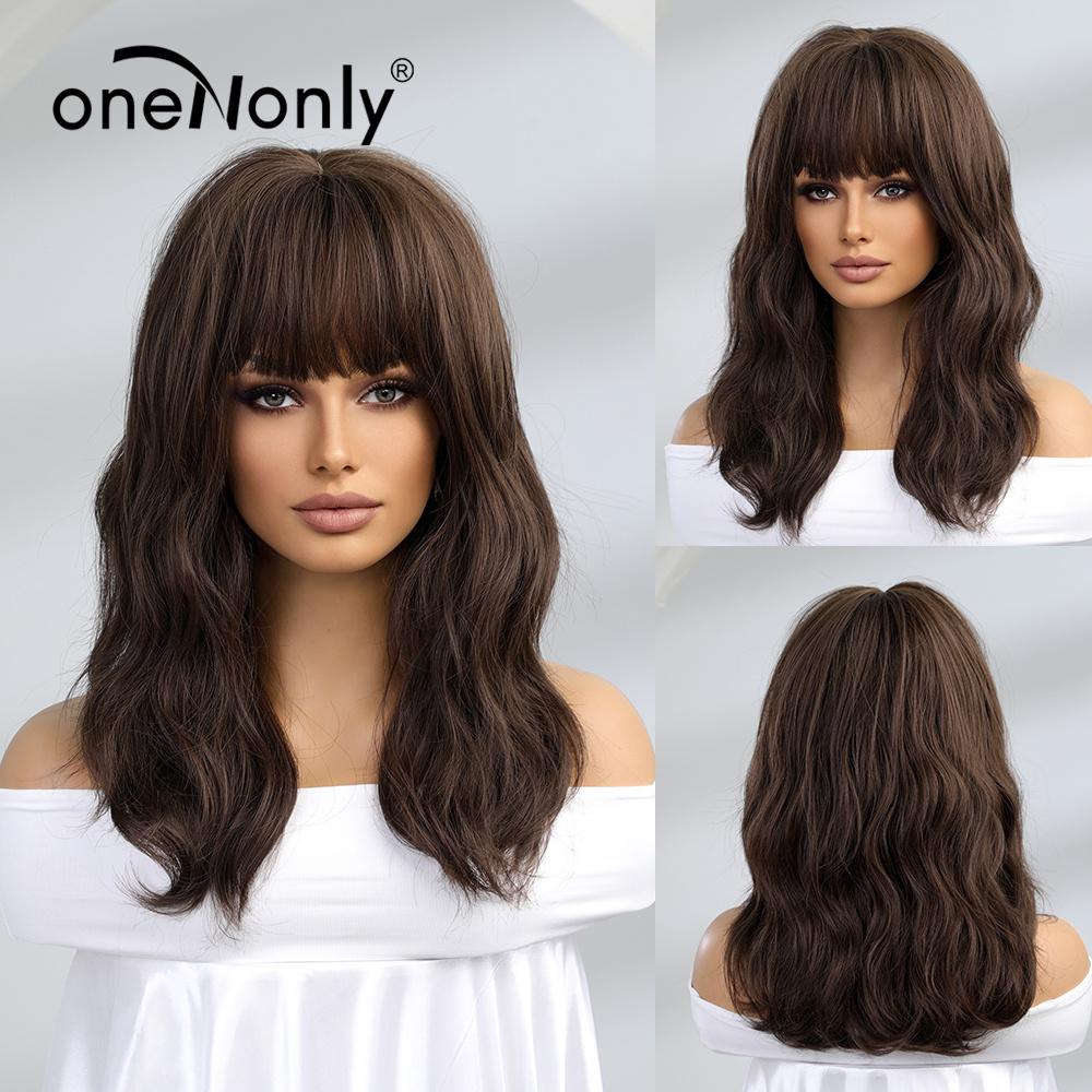 oneNonly Short Pink Wig Natural Wigs for Women Medium Wavy Synthetic Wig Party Heat Resistant Hair