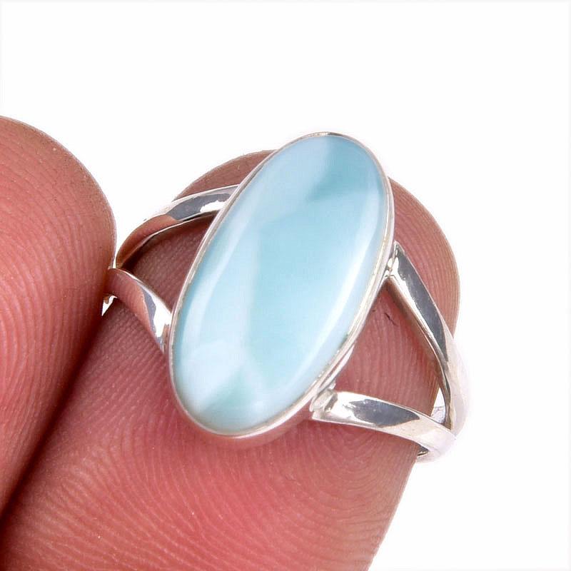 Кольцо из стерлингового серебра 925 пробы с драгоценным камнем Natural Republic Larimar S.7 P5y69