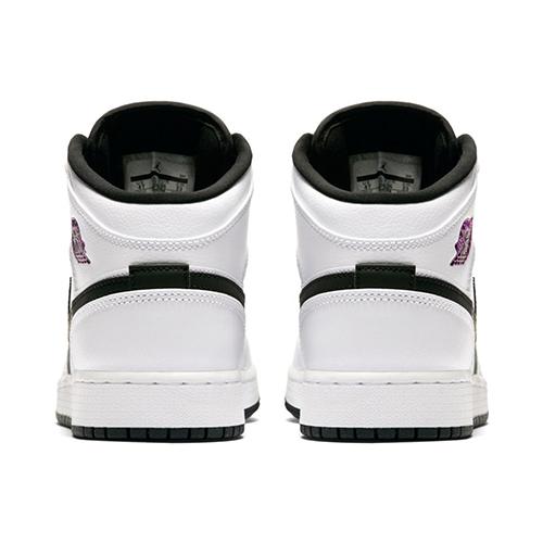 Jordan 1 Mid Белый Черный Фуксия Blast GS 555112-138