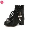 Женские готические ботинки на платформе, массивные высокие каблуки, ботильоны до щиколотки, шнуровка, пряжка, готические ботильоны для косплея, на молнии, панк-обувь