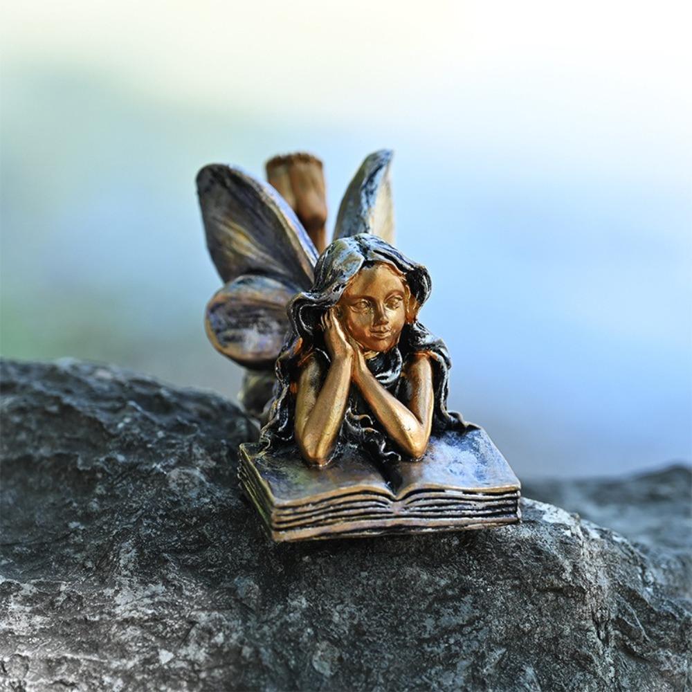 Милая статуэтка девушки-ангела, забавная фея, настольное украшение, креативные фигурки фей на открытом воздухе