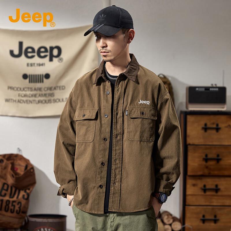 Jeep Мужская повседневная рубашка с длинным рукавом из 100% хлопка