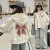 Girls Hooded Spring Jackets Children Bow Print Coat 2025 Kids Autumn Fashion Outerwear Teenager Long-sleeved Hoodies Clothes