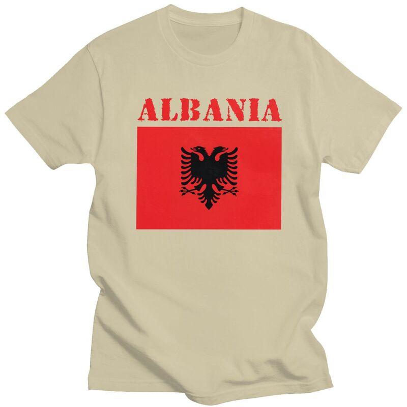 Custom Fashion Albania Flag T Shirts Men ShortSleeve Tshirts Casual Tee Tops Pure Cotton Oversized Tshirts Gift