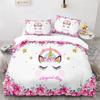 Cartoon Unicorn Floral Rainbow Girl's Eyelash Bedding Set Boys Girls Twin Queen Size Duvet Cover Pillowcase Bed Kids Adult