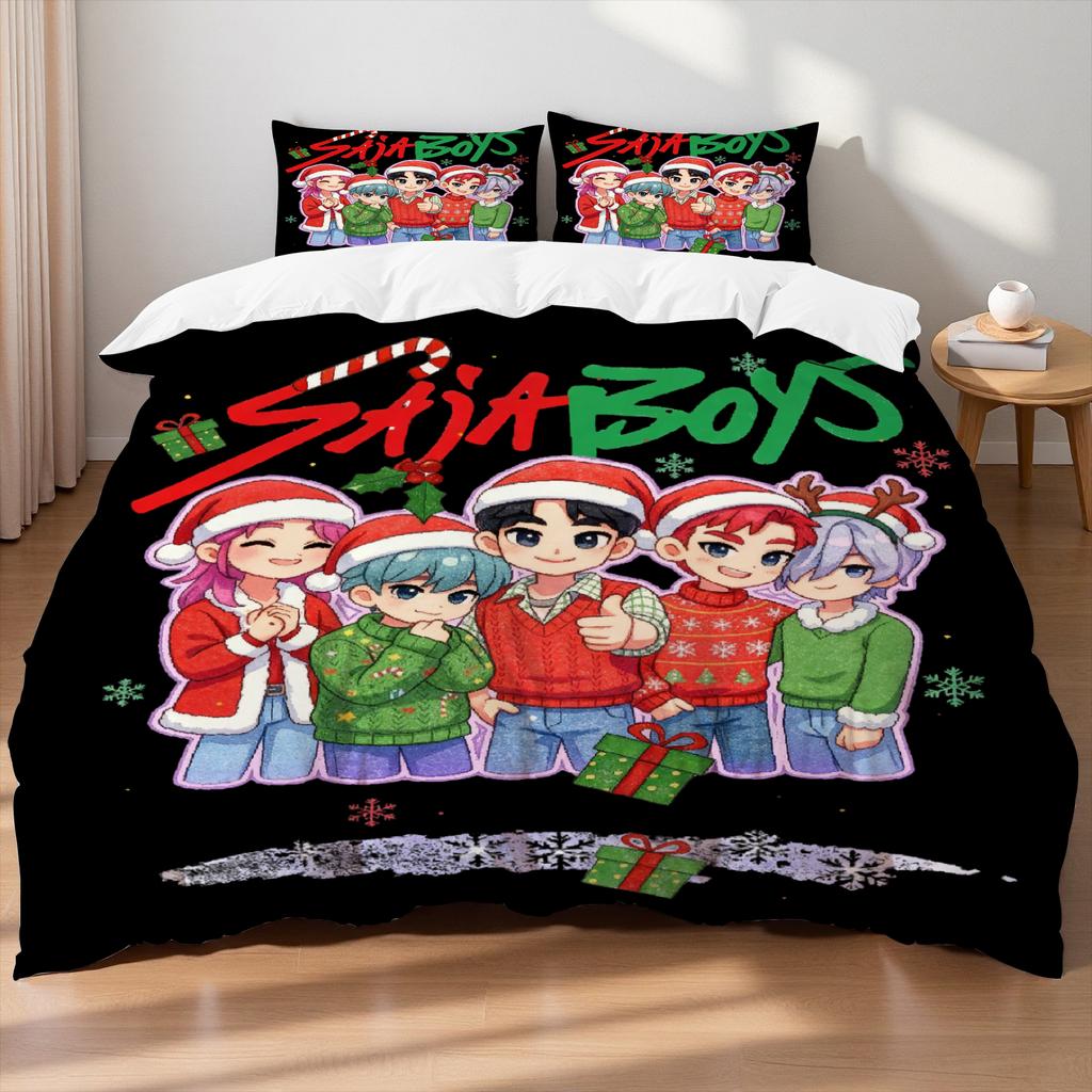 Рождественский K-Pop Тематический Красочный Принт Полиэстер Студенческое Общежитие Простыня Пододеяльник Детский Подарок Домашний Текстиль