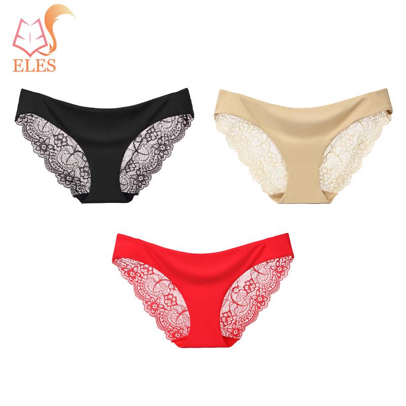 3PCS Women's Sexy Lace Panties Seamless Cotton Crotch Breathable Low-Rise Lingerie Underwear Comfortable Underpants