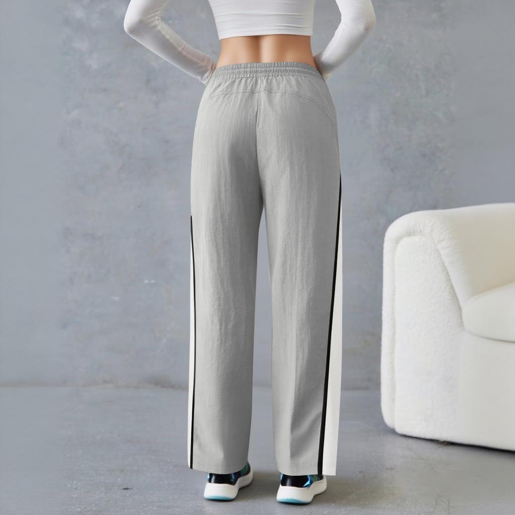Women's Loose Wide Leg Sweatpants Casual Drawstring Elastic Waist Colorblock Sportswear Pants