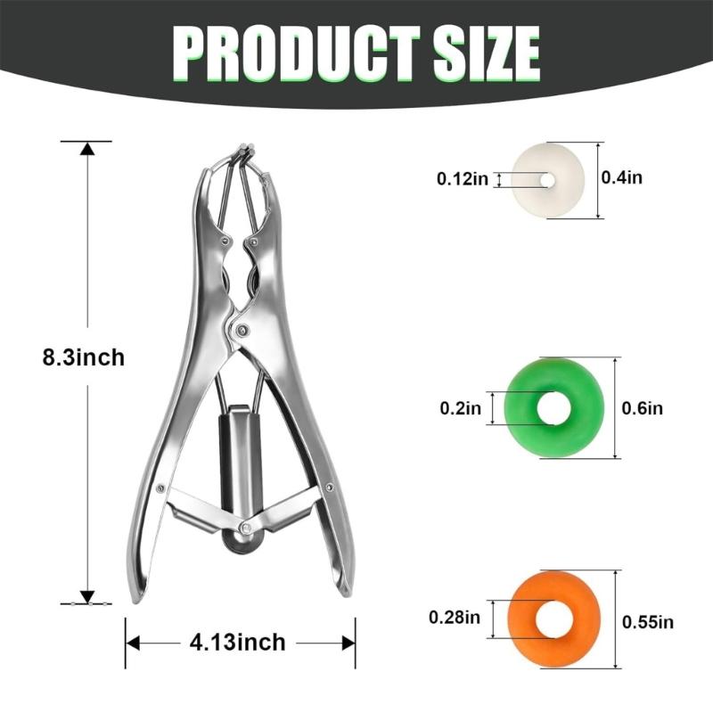 Manual Livestock Banding Pliers Metal Hand Tool with Size Assortment for Daily Stock Care and Ranch Tasks Use Plus