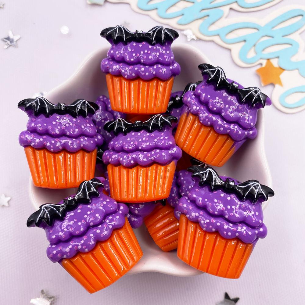 8 шт. смоляных милых красочных 3D-фигурок в виде летучей мыши, тыквы, совы, черепа, головы, декора из плоского камня своими руками для альбома на Хэллоуин