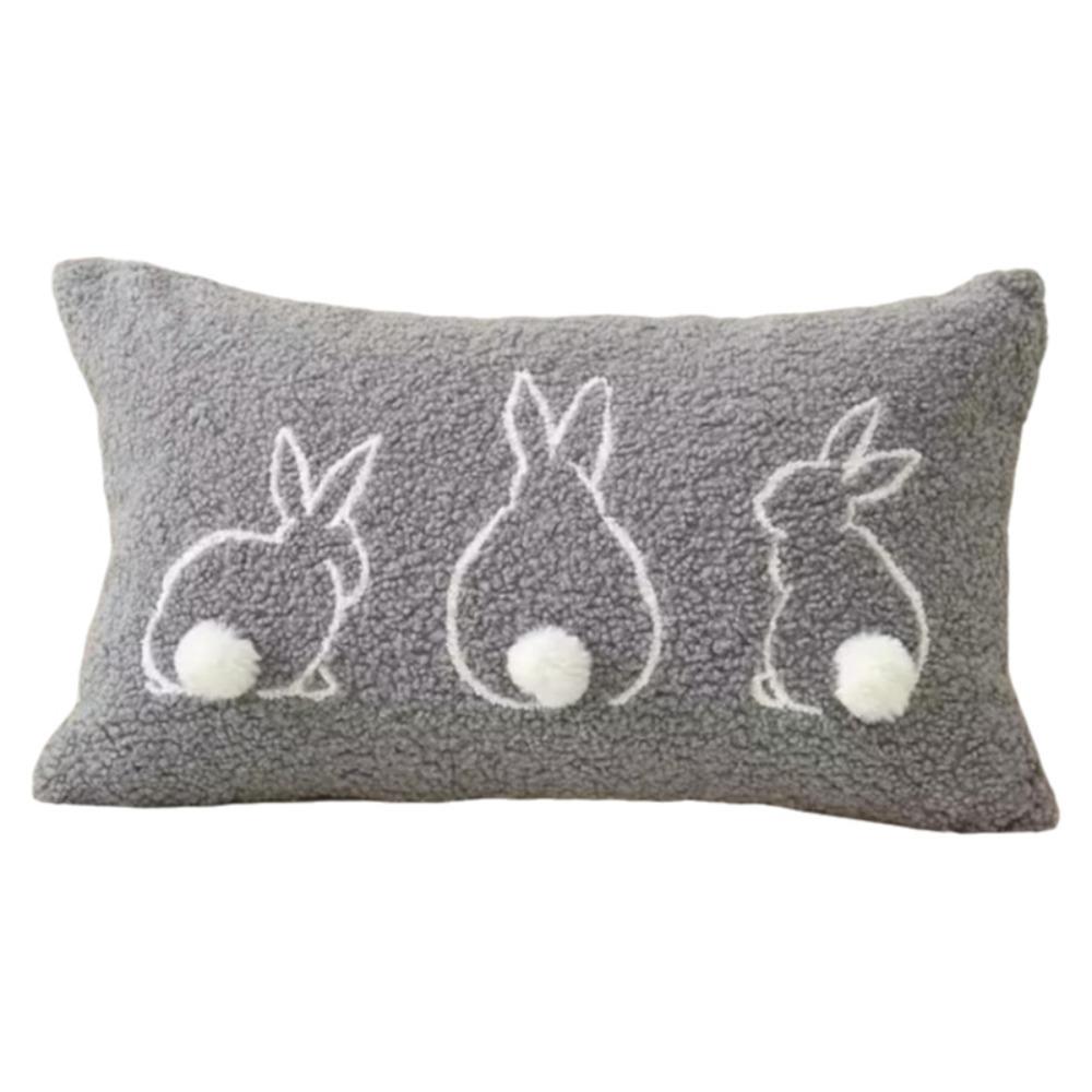 Cute Easter Bunny Pillow Cover Hidden Zipper Skin-friendly Sofa Cushion Case Square/Rectangular Embroidery Pillowslip Bed Room
