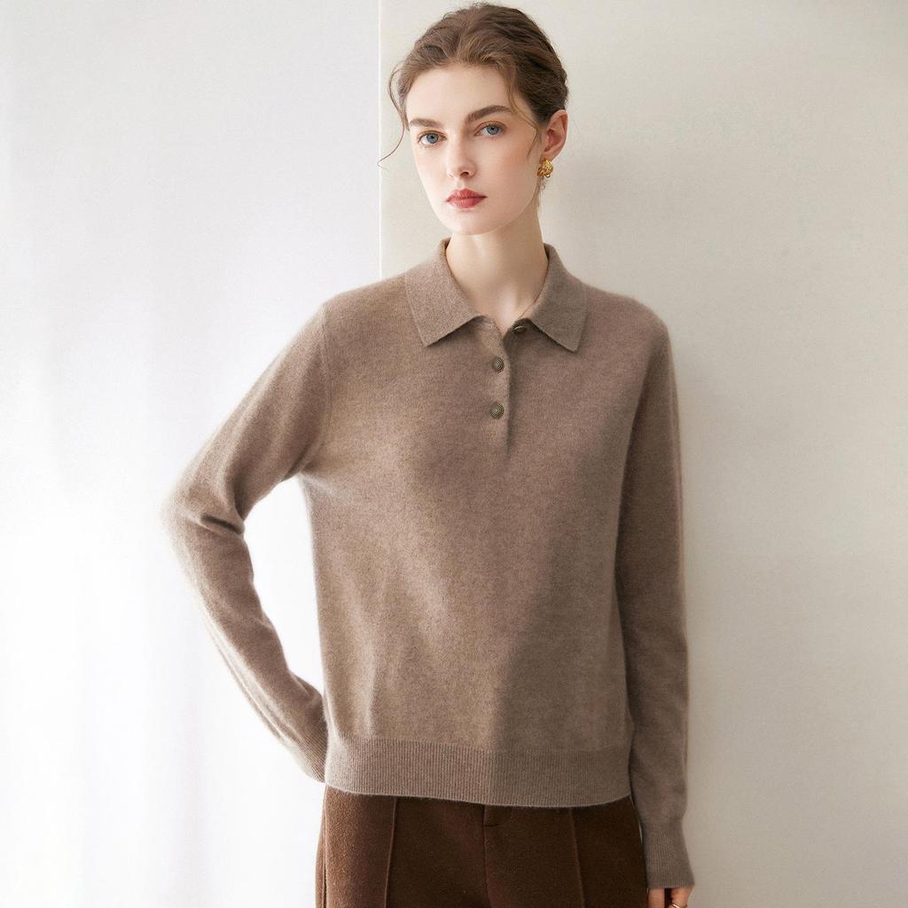 Kang Sai Ni Pure Cashmere Women's Polo Neck Pullover - 2026 Autumn/Winter Commuter Base Layer