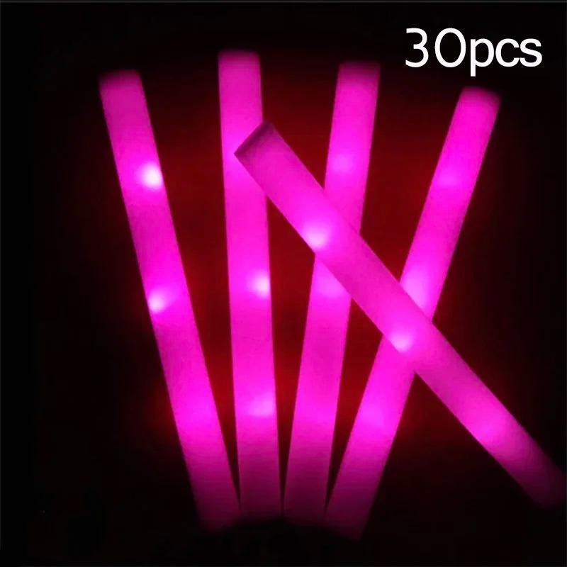 30 шт. светодиодных светящихся палочек оптом, красочные RGB светящиеся пенопластовые палочки, темный свет для Рождества, дня рождения, свадьбы, вечеринки, принадлежностей
