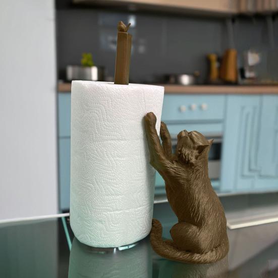 Yousheng Free Standing Cat Держатель для бумажных полотенец Прочная конструкция Держатель для бумажных полотенец на кухонную столешницу Забавный органайзер для бумаги в виде кота